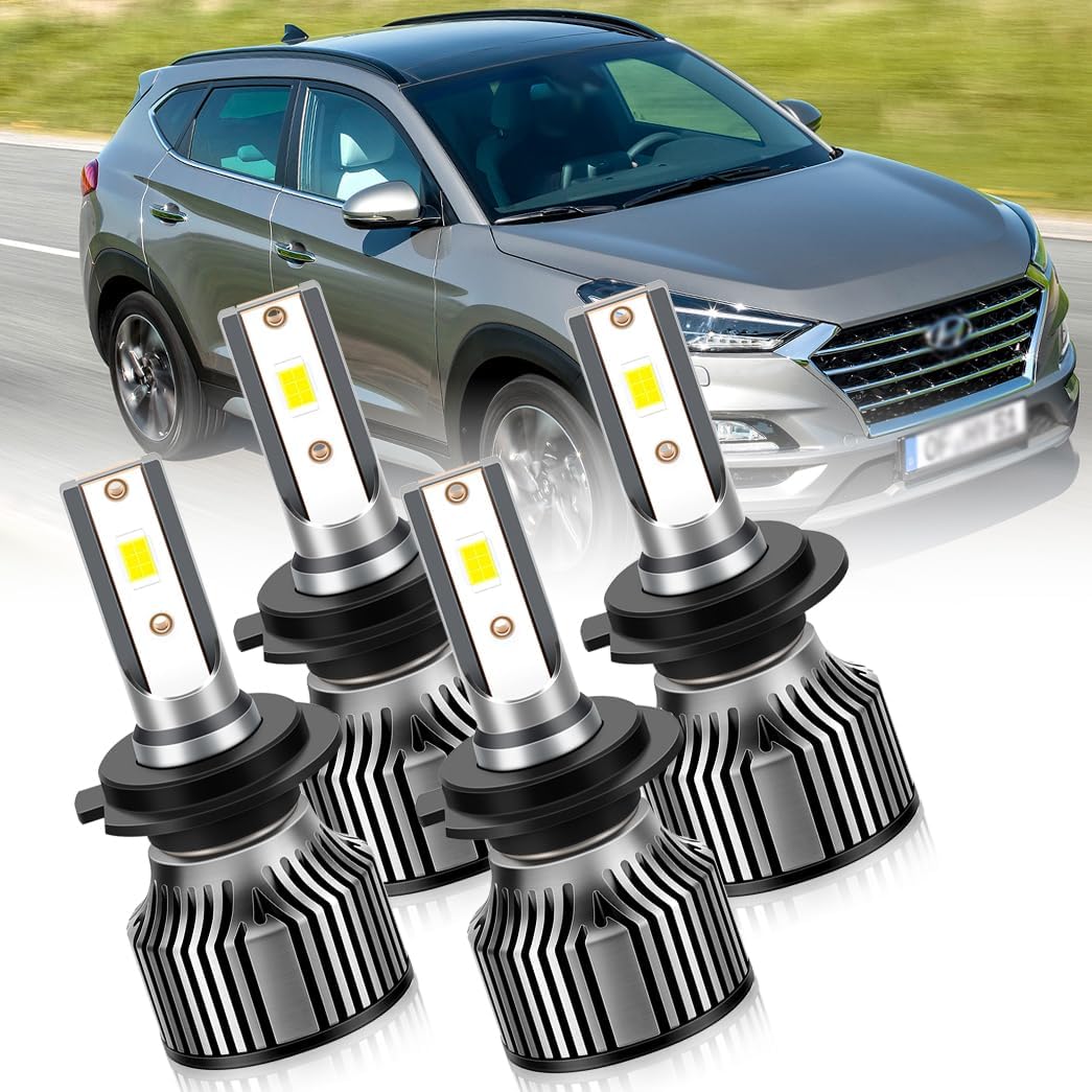 Light Bulbs Combo Fit For Hyundai Tucson Fromt 2016 to 2018 Modes inculding High beam Low beam and fog lights. Headlamp with built-in fan and Heat sink, 6-Pack (High Beam & Low Beam #A8)