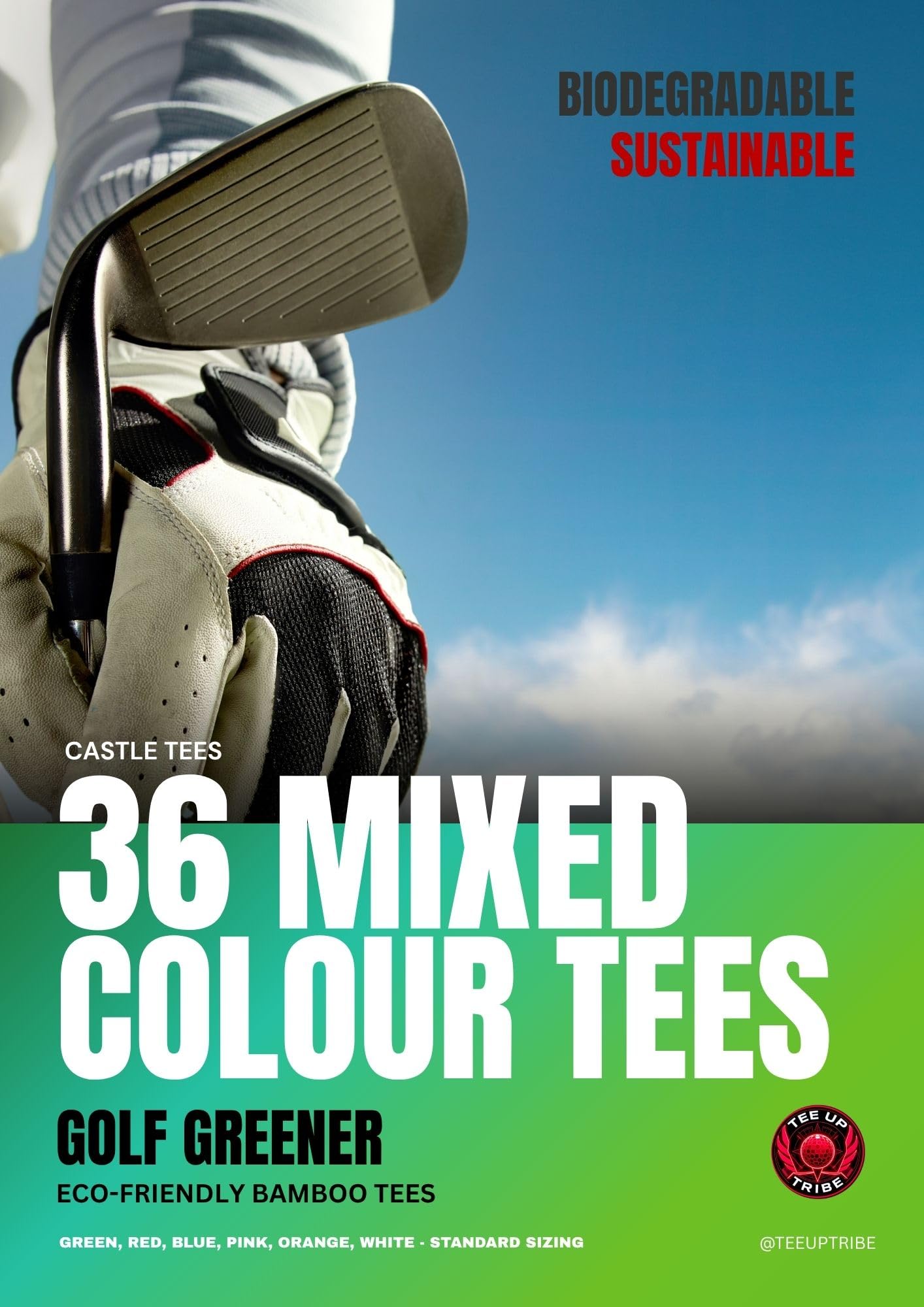 Bamboo Castle Golf Tees - Free 'TeeUpTribe' National Flag Marker included. (Mixed36 Europe)