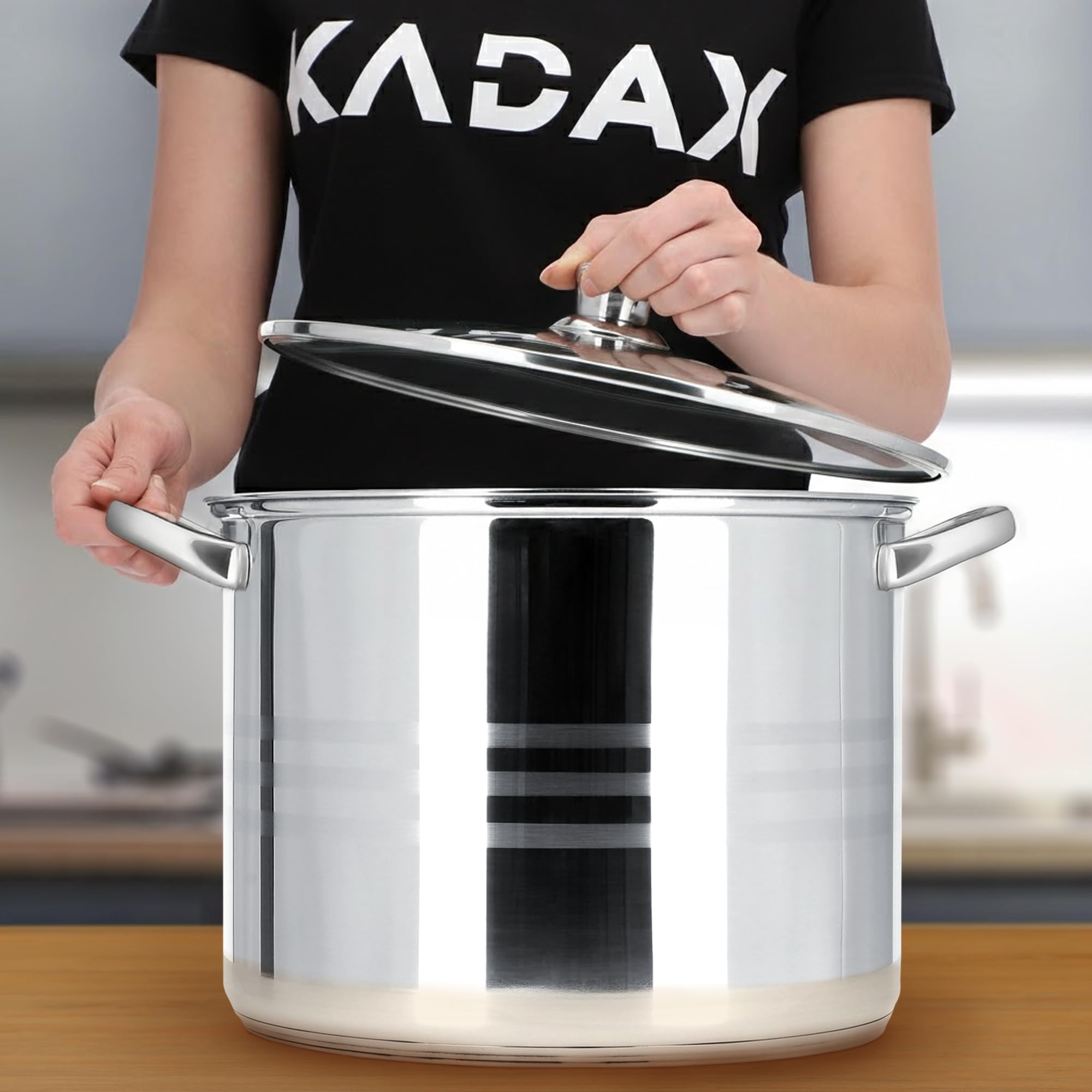 KADAX Kochtopf 18L, hoher Topf mit Deckel, Suppentopf aus Edelstahl, Vielseitiger Nudelkochtopf, Küchengeschirr für alle Herdarten, Fleischtopf, Gemüsetopf