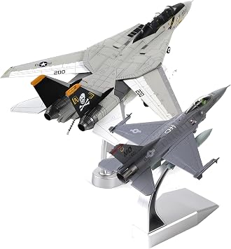 NUOTIE F-14 Tomcat 1/72 Alloy Model VF-84 Jolly Rogers and 1/100 F-16C Fighting Falcon Fighter Model Metal DieCast
