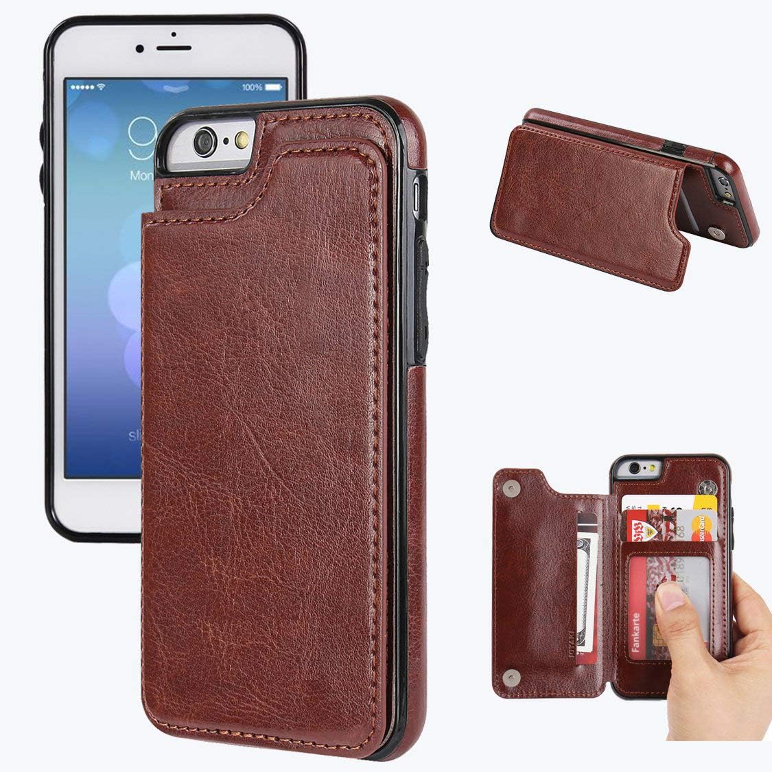 iPhone 6/6s Wallet Case-JOYAKI PU Leather Card Case -Slim fit Executive Wallet Card Case - Ultra Slim Protective Phone Case (Brown)