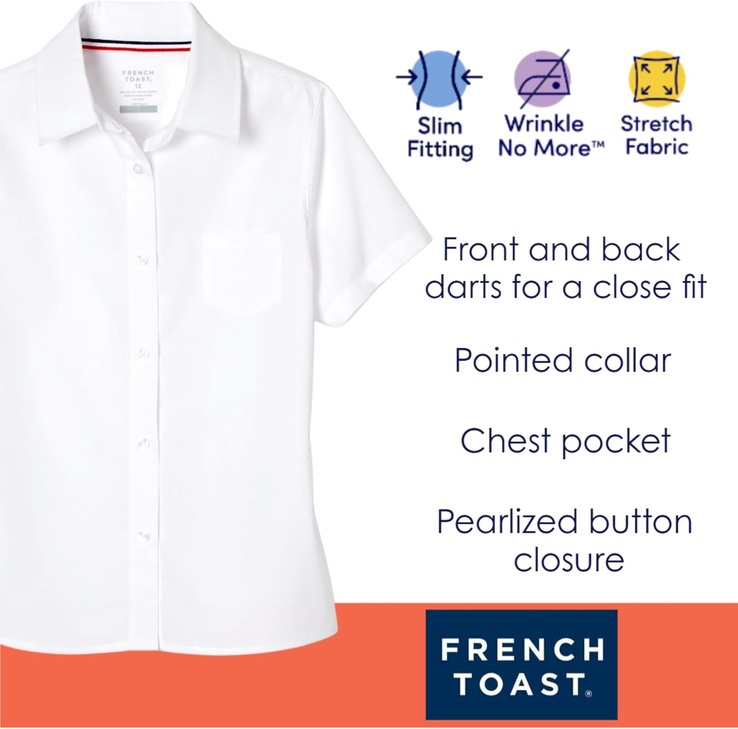 French Toast Girls' Short Sleeve Blouse with Pocket - Image 3