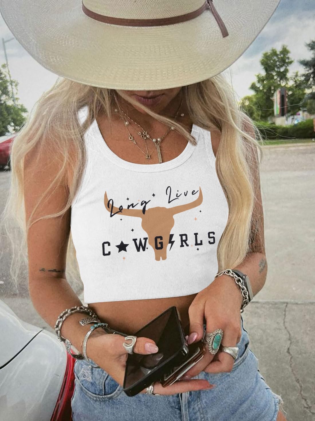 Cowgirl Crop Top Women Country Concert Tops Western Cowboy Tank Tops Country Music Cami Sleeveless Tops - Image 4