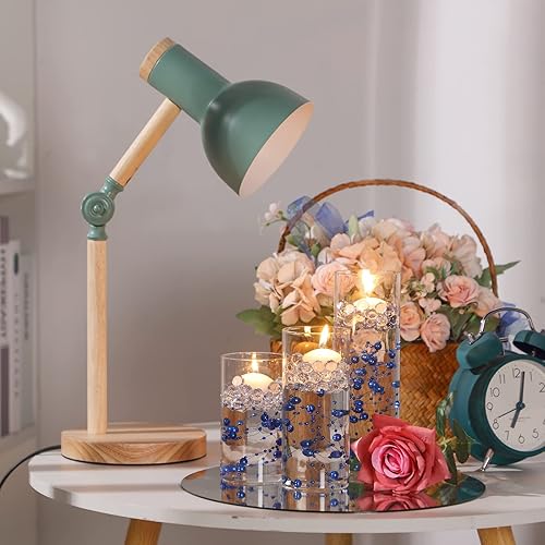 Miniatura 7 de 3 piezas de jarrón cilíndrico de cristal con 6 velas de disco flotantes blancas 10000 cuentas de gel de llenado de jarrón de agua 5 cuentas largas