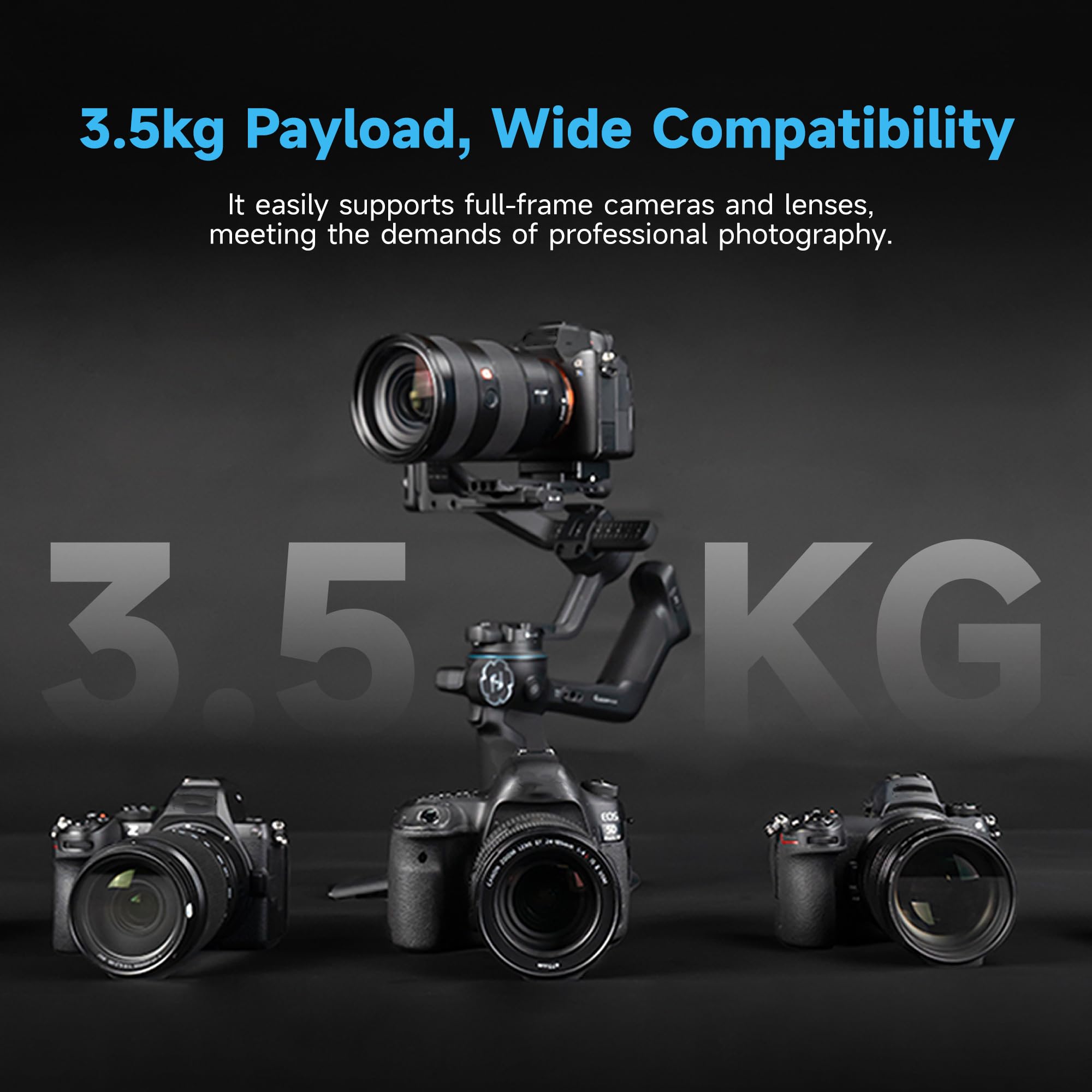 Feiyutech SCORP-C2 Stabilisateur Caméra avec suivi IA,Stabilisateur 3 axes pour Appareils Photo,Charge utile de 3,5kg,Poignée Arrière Intégrée,Prise de vue Verticale Native,Commandes par Boutons
