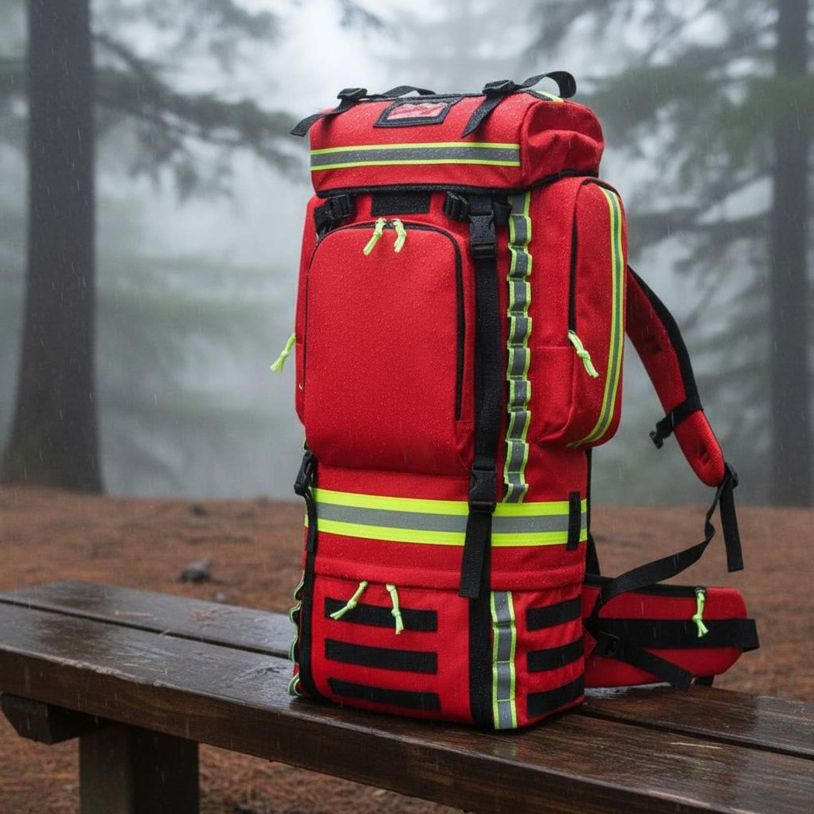 Zaino Impermeabile Modulare Rapido Accesso Tascabili Strutturati Spallacci Rinforzati Materiale Oxford Adatto per Interventi Operazioni Campo, Zaino Di Emergenza Rosso, Array, Rosso