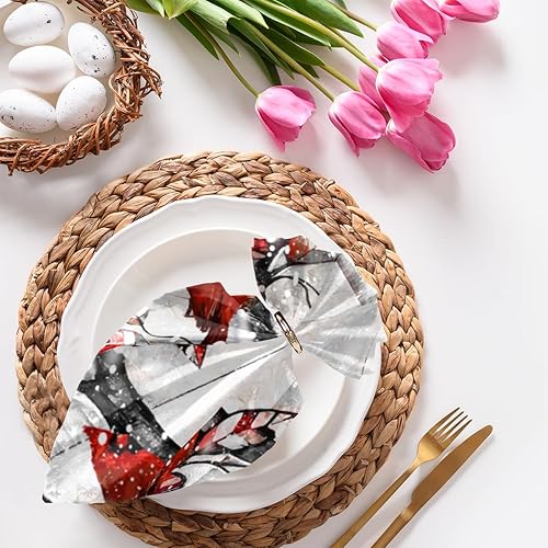 Cloth Napkins Set of 4 Red Bird 20x20 Inch Cloth Napkins Abstract Bird Tree Washable Reusable Kitchen Dinner Napkins Table Decor for Wedding,