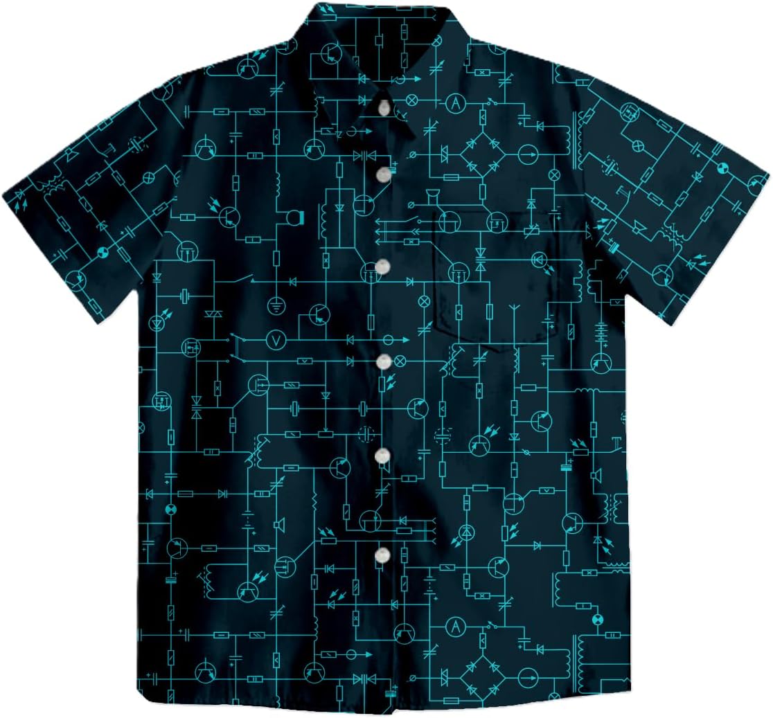 Geek Nerdy Funny Shirts Hawaiian Shirts for Men-Men's Novelty Printed Button Up Shirt