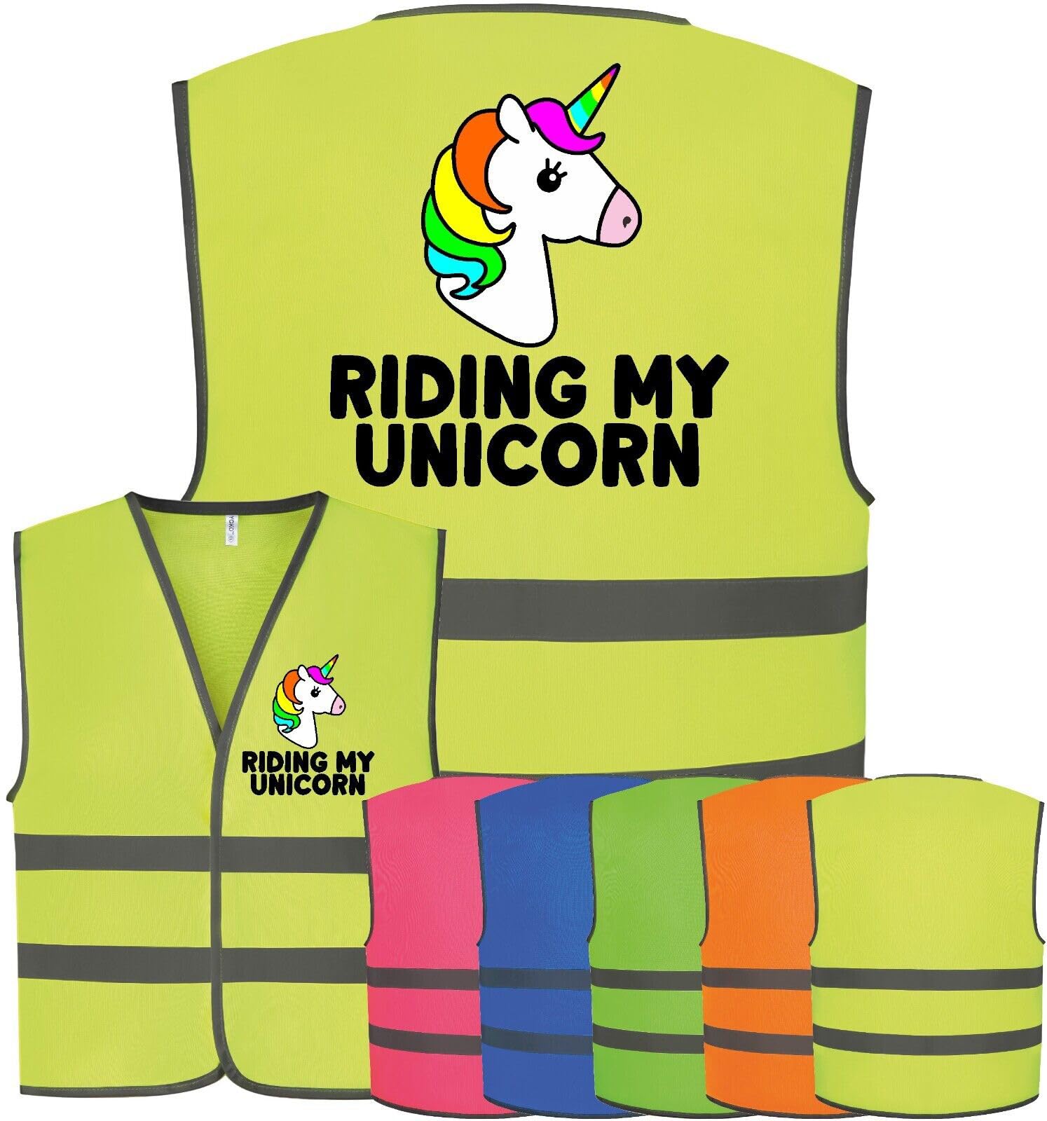 Corporate Togs Kids Horse RIDING MY UNICORN Children's Vest - Equine Rider Pink Hi Vis Safety Vest, Fastening Waistcoat | Protective Safety Wear