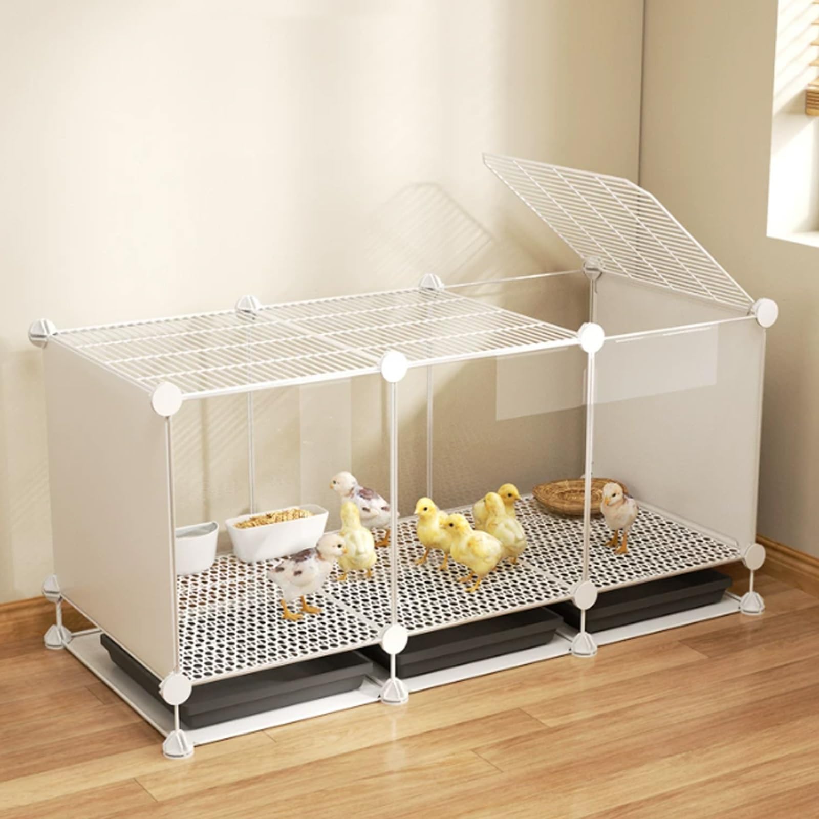 Poultry Housing Enclosure for Chick Rearing with Clear Panels, DIY Build, Pull-Out Tray for Indoor or Outdoor Use, Ideal for Hobby Breeders, 74x38x48 cm