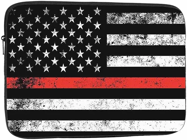 Nicokee Laptop Sleeve Bag 15.4 15.6 Inch,Fire Fighter Thin Red Line Flag Protective Polyester Computer Cases Laptop Cover Briefcase Bag Tablet Travel Cover