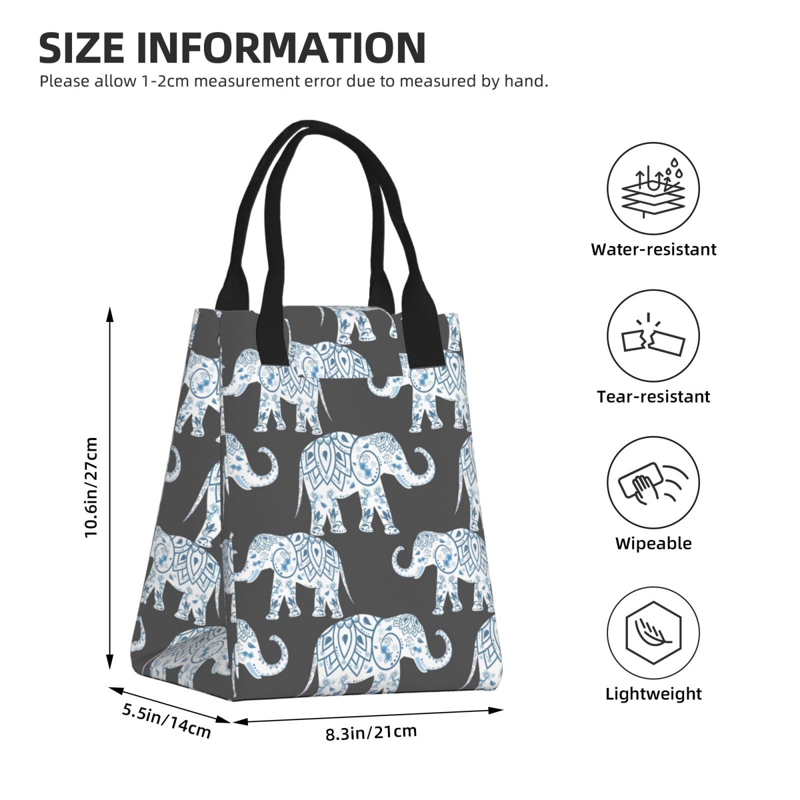 Borsa termica per il pranzo a forma di elefante, riutilizzabile, per adulti, ideale per lavoro, picnic e viaggi