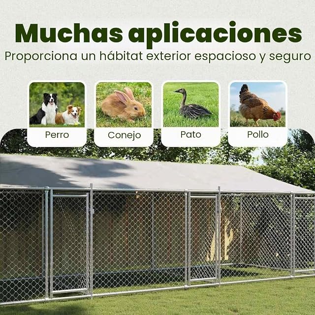 Foto 6 de 8 de vidaXL Jaula de Perros Techo y Puertas, Perrera de Malla para Cachorros, Corral para Animales