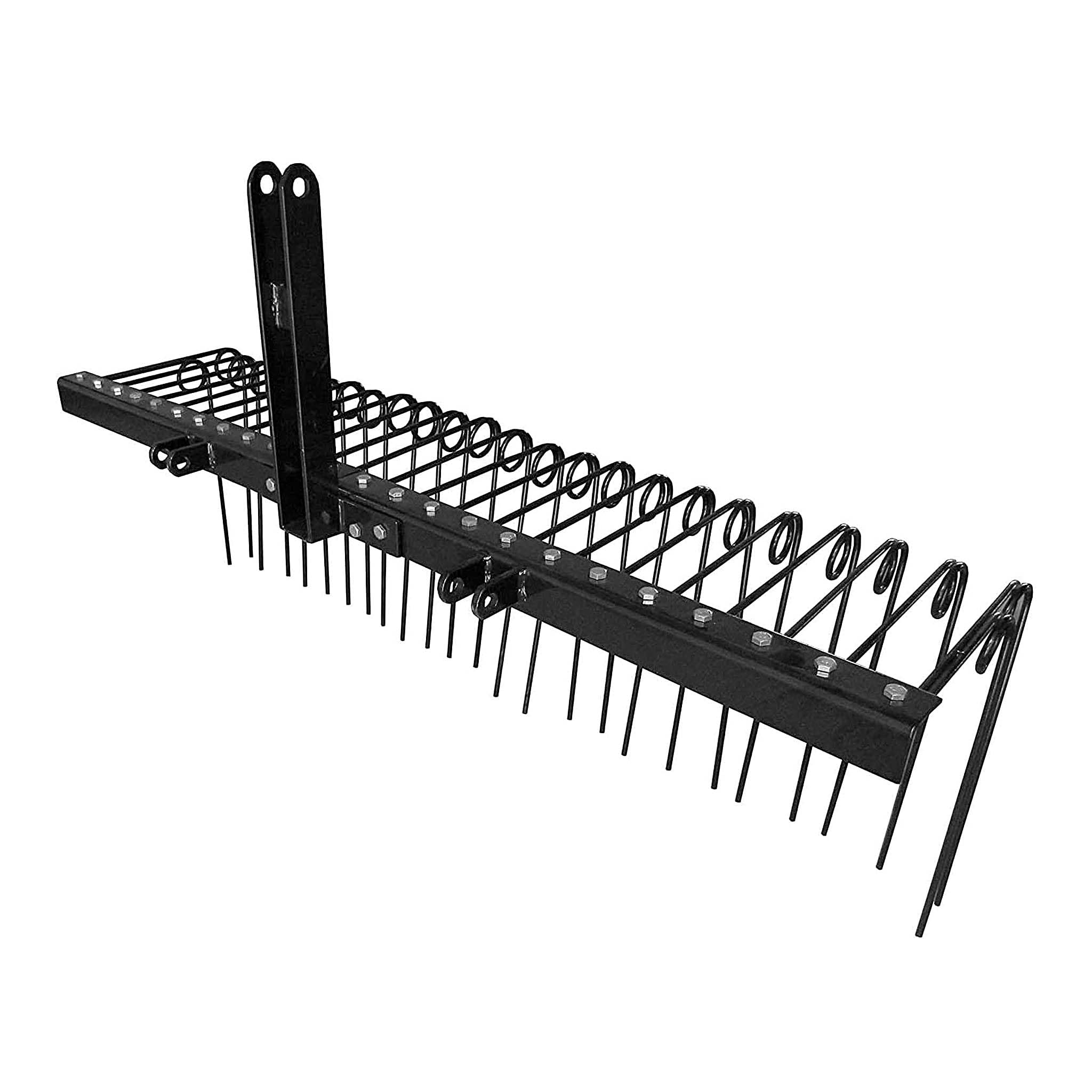 Wiltec Pine Straw Rake for Tractors 183 cm 24 Tines for Easy Attachment to 3 Point Hitches Landscape Rake for Pine Needles, Grass, Leaves and Debris Lawn Scarifying Rake