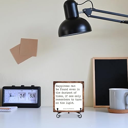 Miniatura 4 de Cartel de madera con recordatorio positivo con soporte de metal, la felicidad puede ser encontrada incluso en la oscuridad de los tiempos,