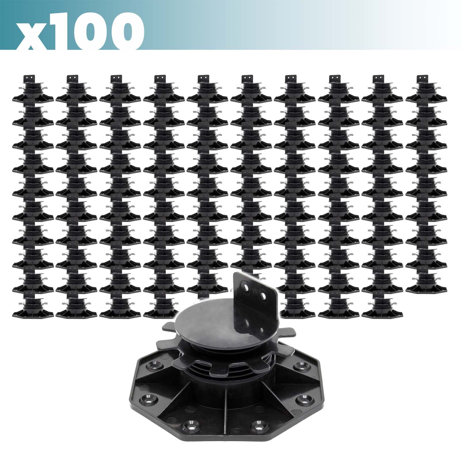 XPOtool Juego de 100 bases regulables para terraza carga máxima 2700kg ajustable en altura 33-64mm