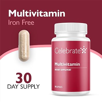 Celebrate Vitamins Bariatric Multivitamin, Iron Free - Post Gastric Bypass & Sleeve Gastrectomy Supplement for Men & Women - Essential Minerals & Vitamins A, B, D & E (90 Capsules)