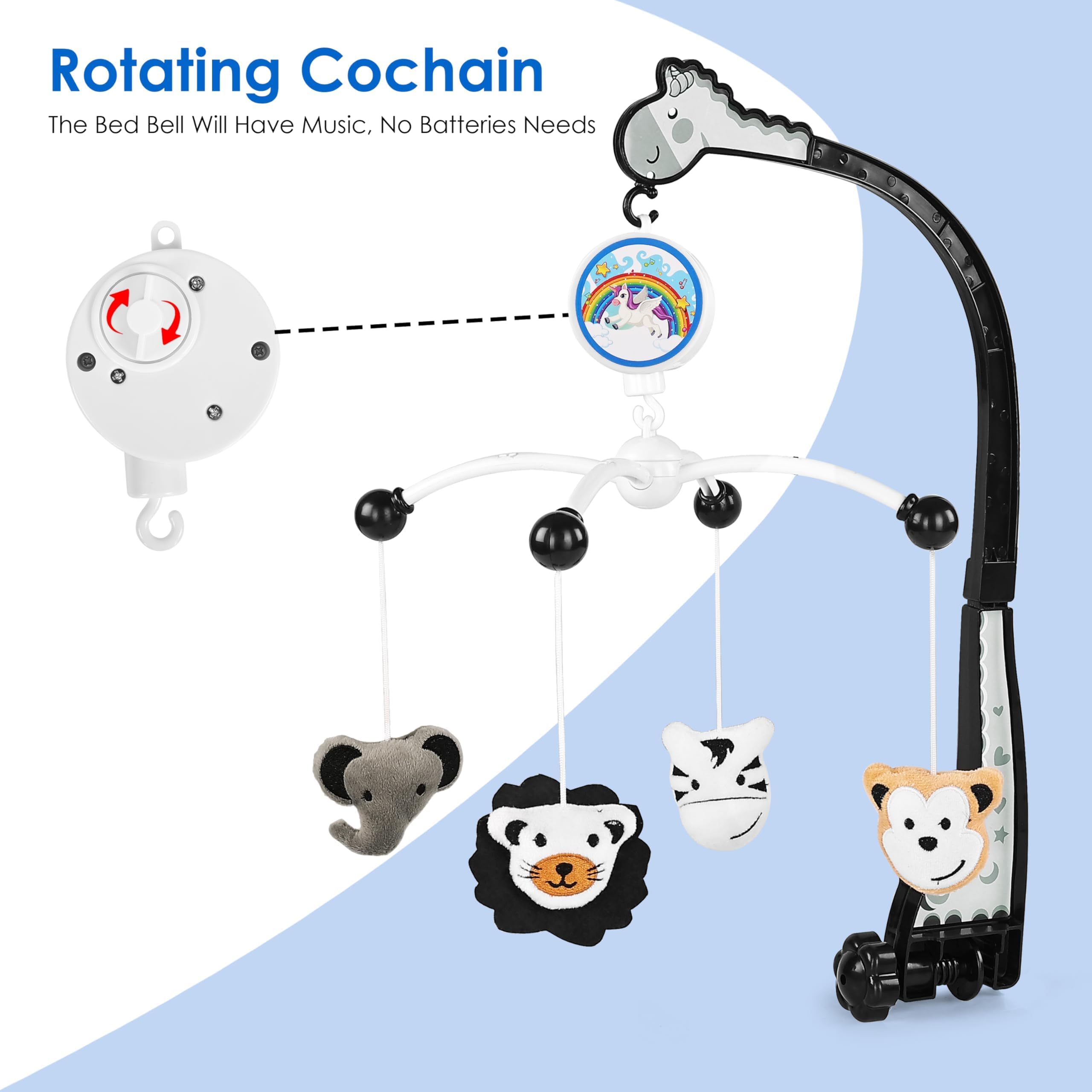 BabyGo 360° Rotating Animal Musical Rattle & Crib Cot Mobile | Hanging Jhoomer Toy with Soothing Music for Baby Cradle, Infant Bed, Kids Room & Nursery Decoration (Multicolor) - Image 4 thumbnail