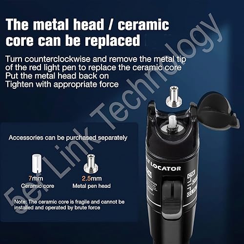 Miniatura 3 de Kit de localización de fallas visuales de fibra óptica VFL de 50 mW31.1 mi, un adaptador de acoplador LC, SC, ST y FC, dos limpiadores y 3 cables de