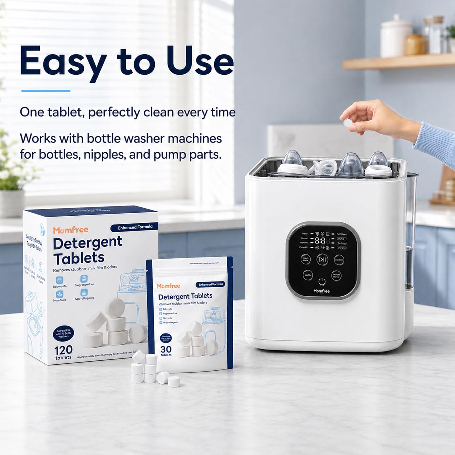 Solid Detergent Baby-Safe Tablets for All Baby Bottle Washer