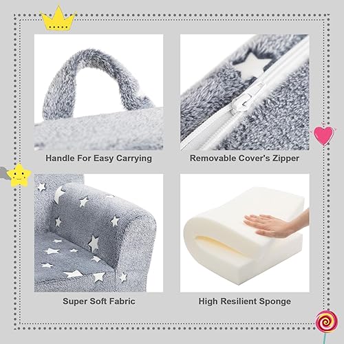 Miniatura 47 de ALIMORDEN Silla rellena de espuma ultrasuave para niños, con diseño de fósiles de dinosaurios que brillan en la oscuridad, sofá de lectura Sherpa