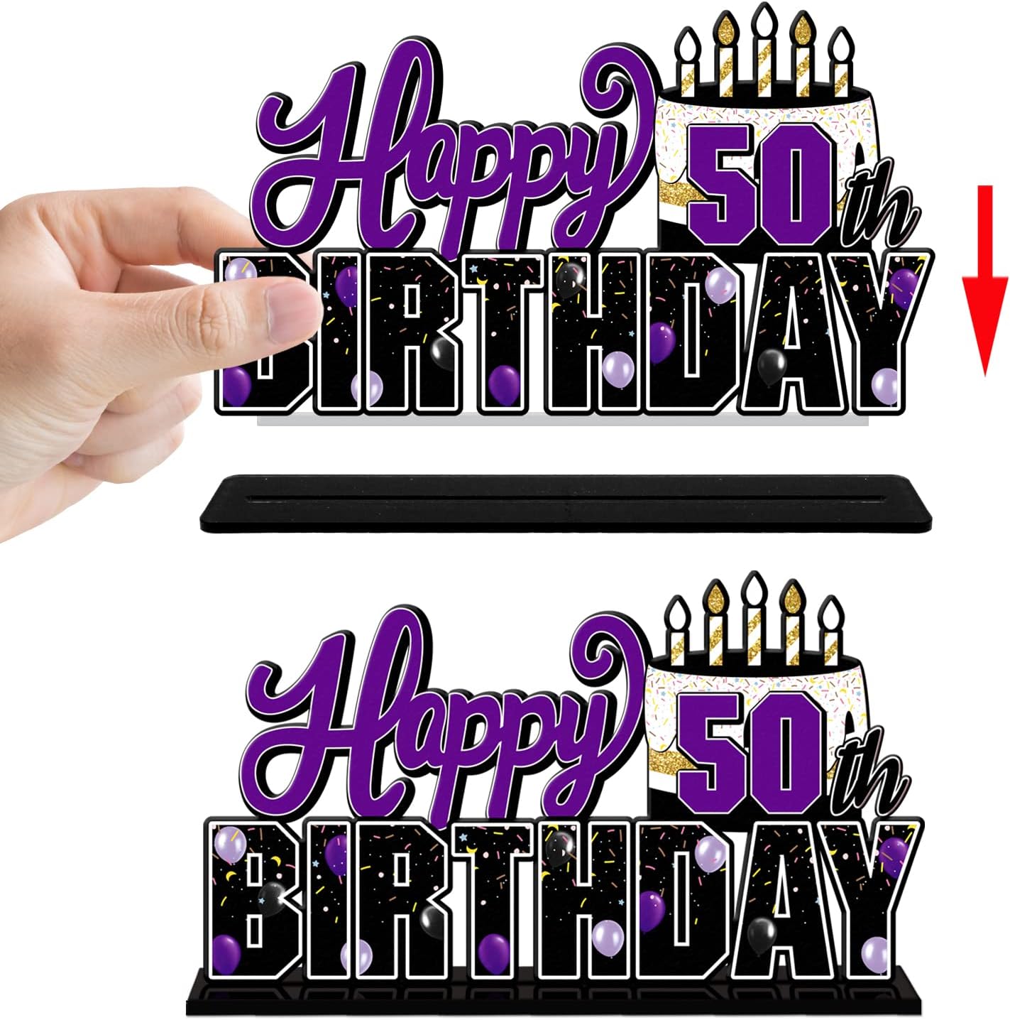 LINGTEER Happy 50th Birthday Purple Acrylic Table Topper Centerpieces Set - Cheers to Fifty Years Old Birthday 50th Bday Party Gift Decorations. image 4