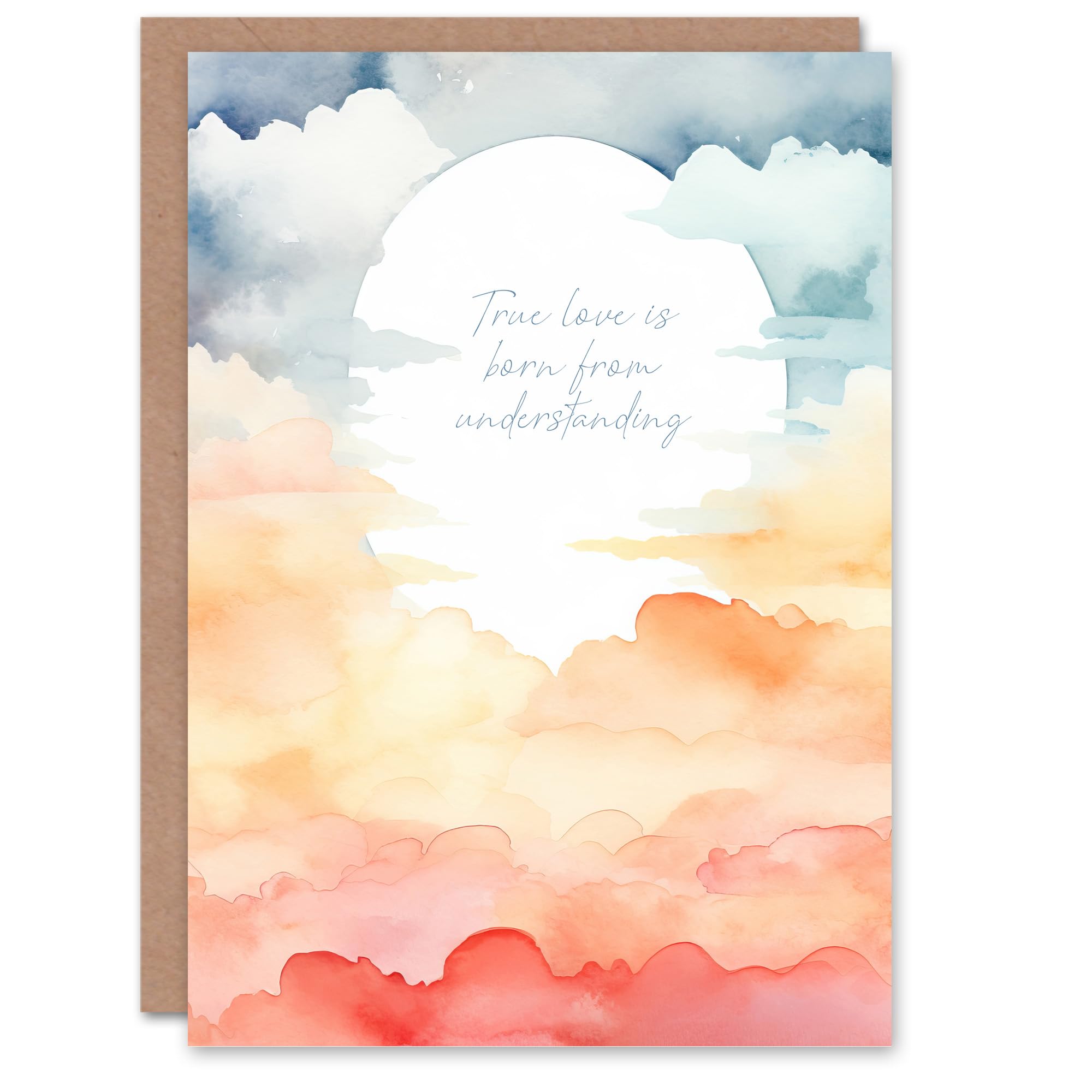 Artery8 Spiritual Birthday Card True Love is Born from Understanding Watercolour Blank Card For Him Or Her