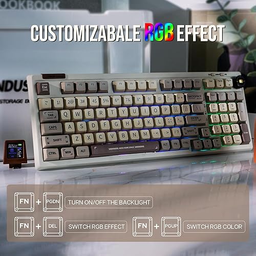 Miniatura 6 de EPOMAKER Teclado retro RT100 para juegos con pantalla de visualización, BT5.02.4GUSB-C, junta de 97 teclas, teclado personalizado, intercambiable en