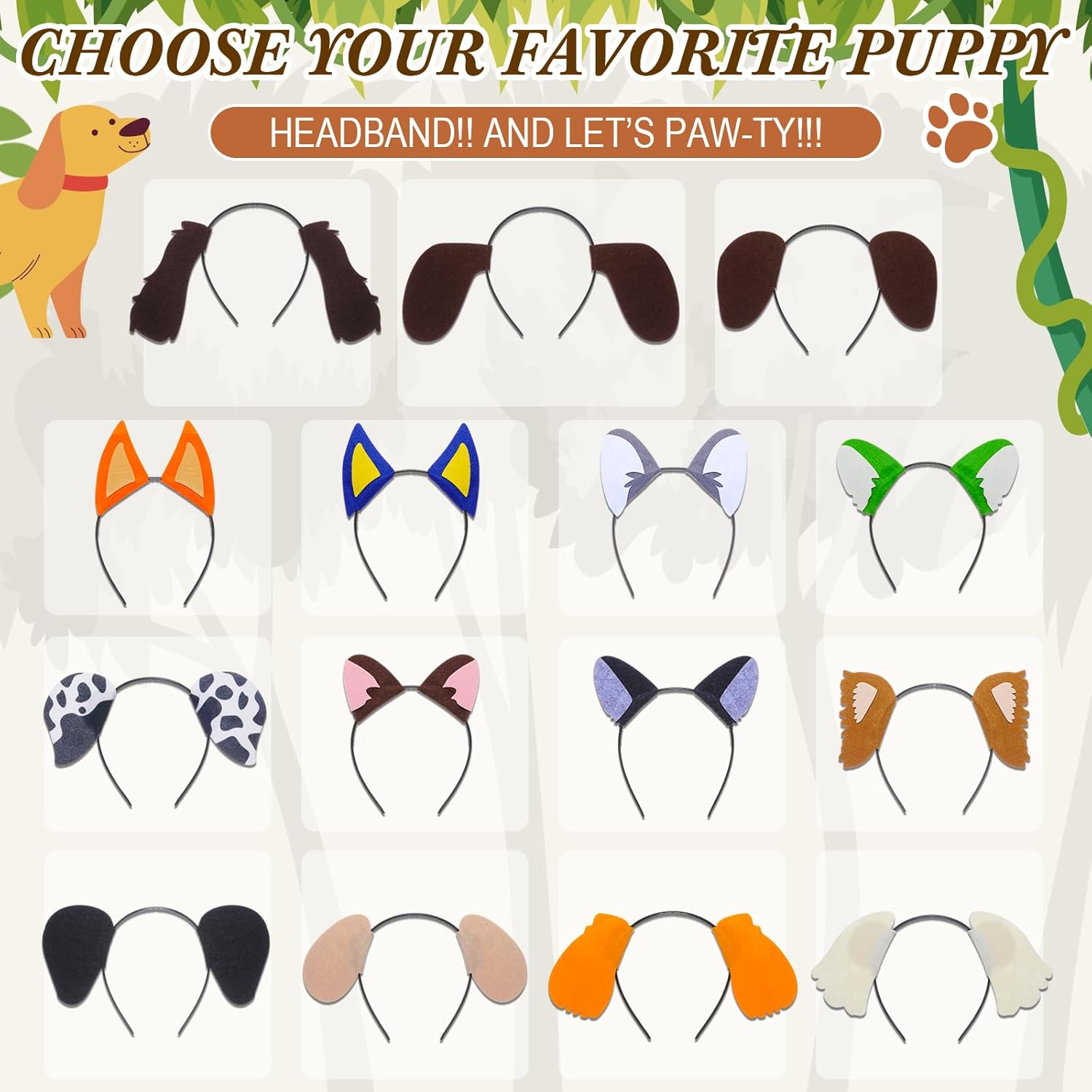 Kigeli 30 Pcs Jungle Animal Safari Ears Headbands for Kids Hair Hoops Photo Booth Props Wild One Birthday Halloween Favors