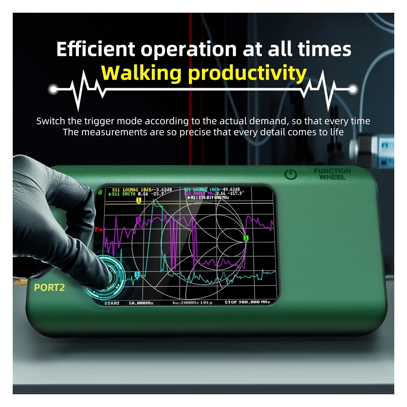Spektrumanalysator, P5 Tragbarer Vektornetzwerkanalysator 3,98-Zoll-Touchscreen 10 kHz-1,5 GHz MF HF VHF UHF SHF Antennenanalysator