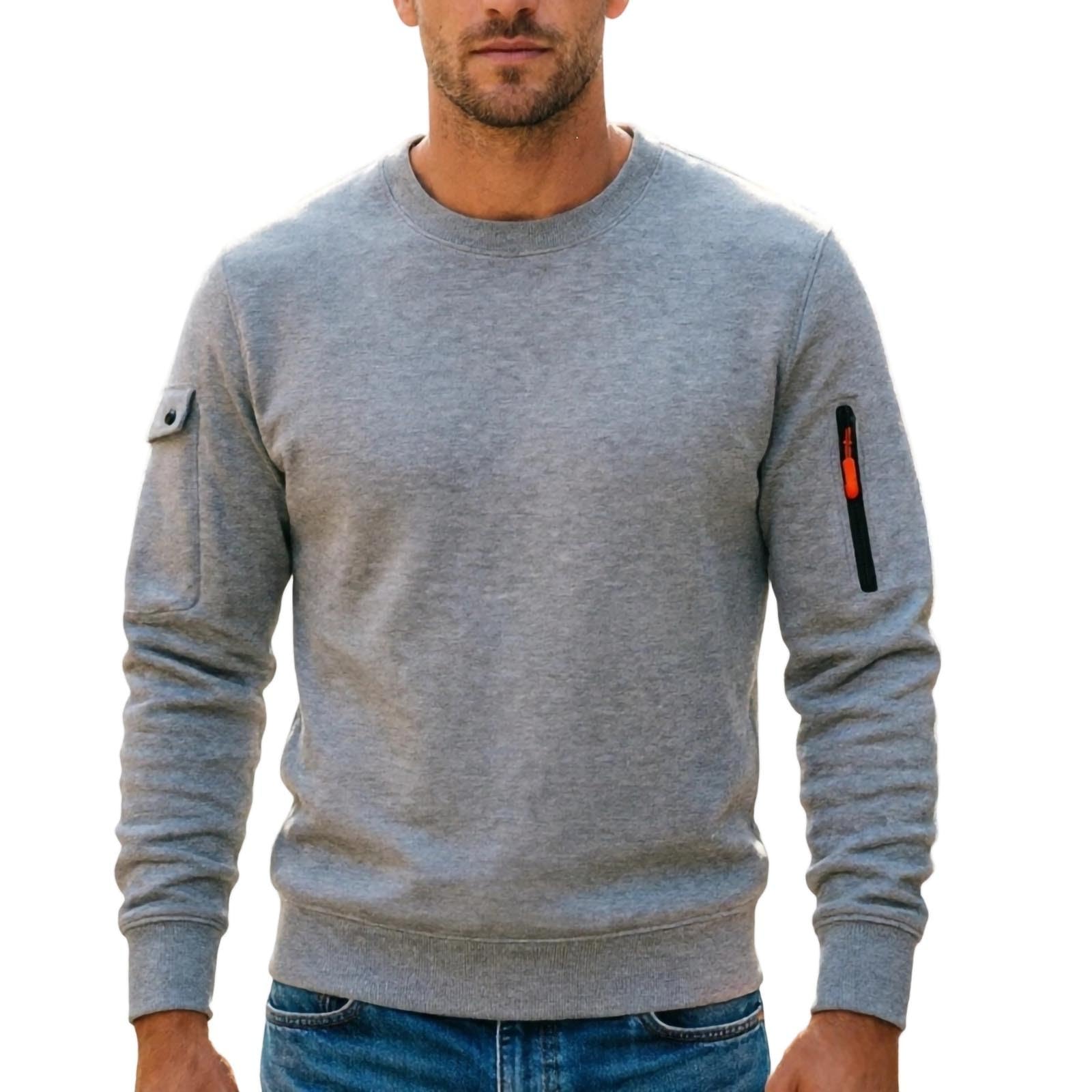 Felpa Uomo Girocollo Slim Fit Morbido Felpe Comodo con Tasche Tinta Unita | Regular Fit Confortevole, Girocollo Essenziale, Maniche Lunghe e Finiture Elastiche per Libertà di Movimento Quotidiana