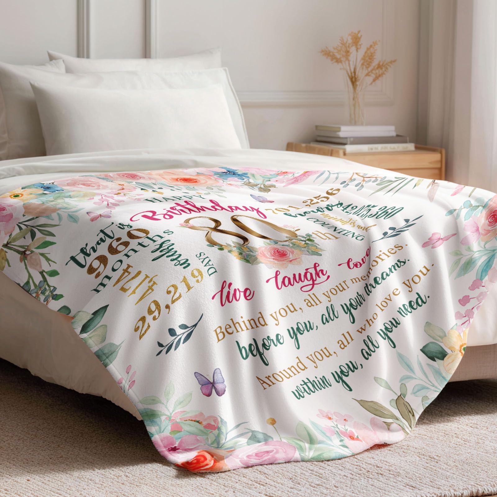 80th Birthday Gifts for Women,80 Year Old Birthday Gifts for Women,Gift for 80 Year Old Woman,80th Birthday Gifts,80th Birthday Decorations Throw Blanket 50"X60"