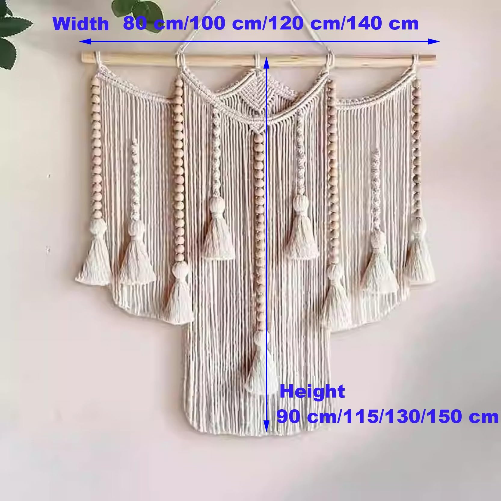 Tapiz de pared de macramé hecho a mano, tapiz bohemio con borlas, cuerda de algodón tejida, decoración para el hogar bohemio