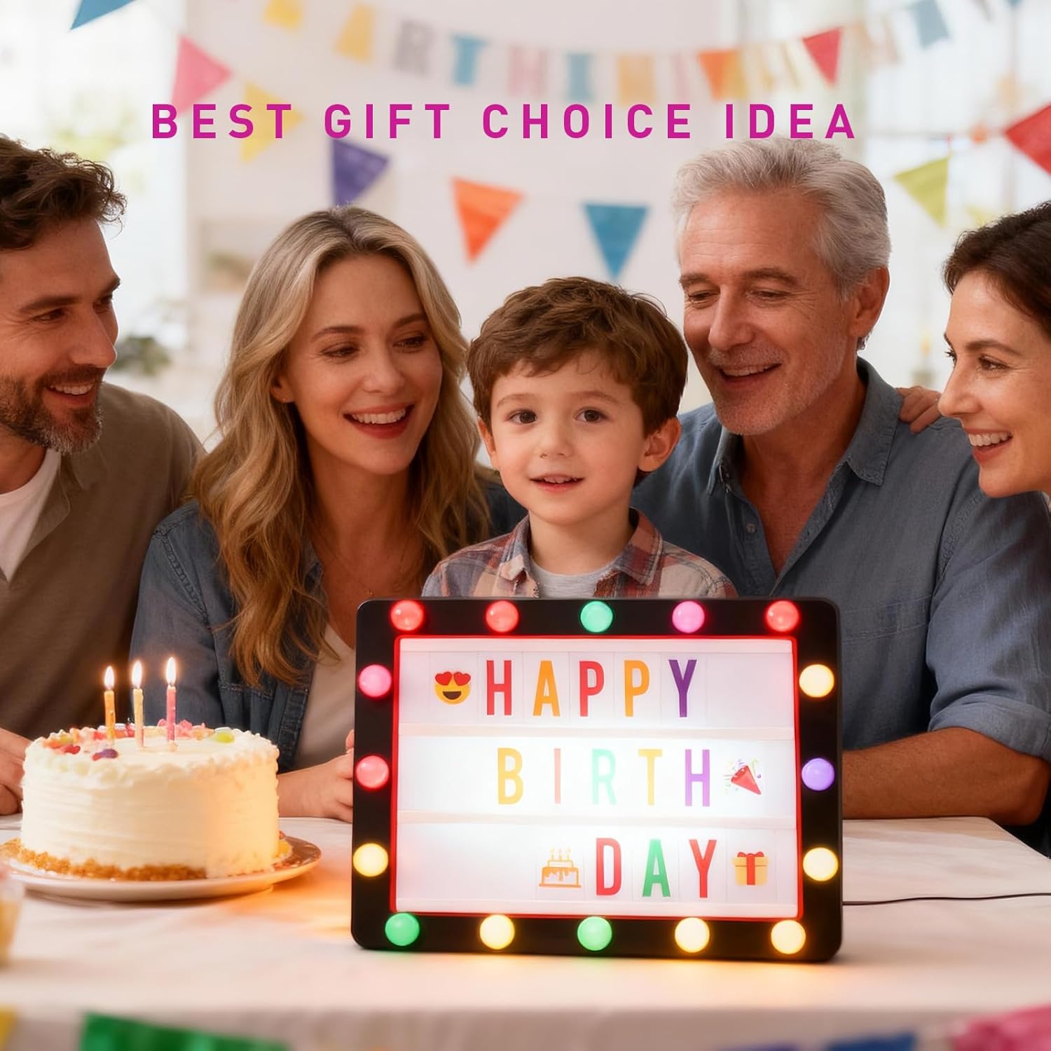 AmySanyan Cinema Light Box for Boys, Festive, Birthday Gifts Ideas for 6, 7, 8, 9,10, 11, 12, -15 Year Old Boy, DIY LED Sign Light Up Marquee Message Board for Home Cute Room Desk Decor (Black)