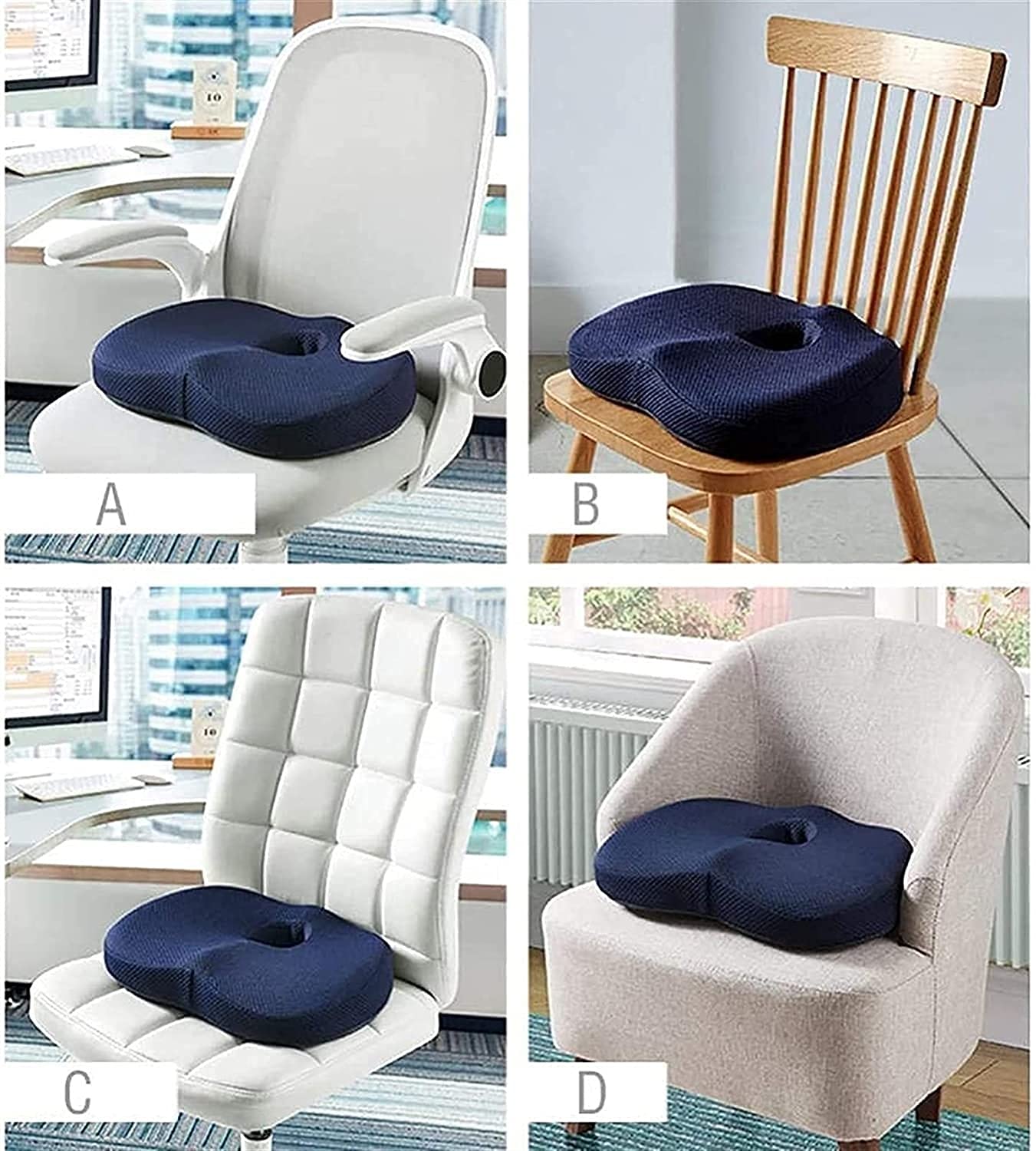 Cuscino Sedile coccige con Coperchio Antiscivolo 100% di bambù in bambù Memoria Schiuma, Cuscino del Sedile per Mal di Schiena con Design ergonomico, Perfetto per Sedia da Ufficio Auto Viaggi