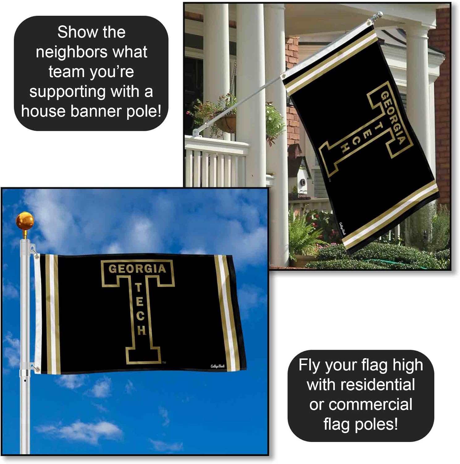 Georgia Tech Yellow Jackets Vintage Retro Throwback 3x5 Banner Flag - Image 3