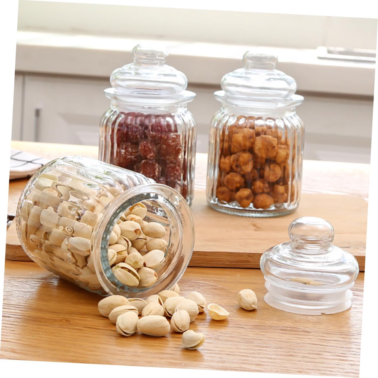 4 Stück Glas Vorratsdosen 230ml mit Deckel für Küche und Haushalt Luftdichte Aufbewahrung Dickes Glas und Feine Verarbeitung für Trockenfrüchte und Snacks