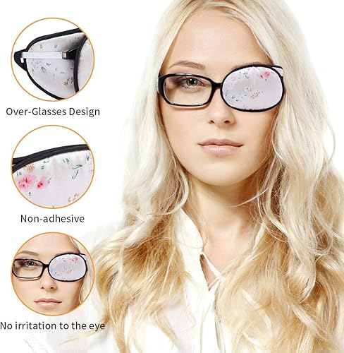 Miniatura 9 de eZAKKA Parches oculares para adultos, parche ocular para gafas para ojos perezosos, ambliopía, estrabismo y después de la cirugía (labios rojos +