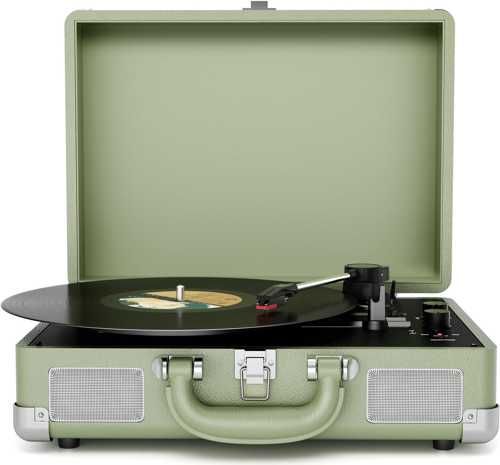 Vinyl Record Player, 3 Speed Bluetooth Case, Portable Belt Drive Turntable with Built-in Speakers, RCA Line Out, AUX Input, Headphone Jack, Vintage Turntable