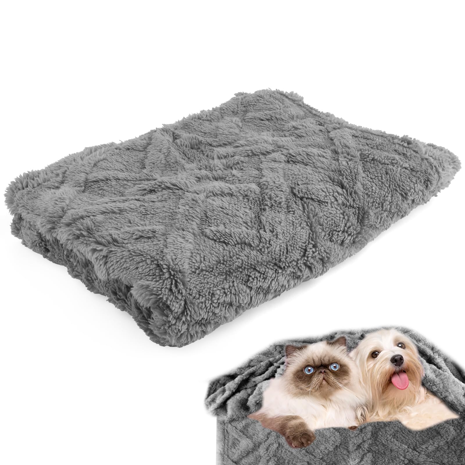 Neerow Dog Blanket Washable, 70 x 100 cm Fleece Cat Blanket, Soft Fluffy Puppy Pet Blankets for Medium Small Indoor Dogs Cats Sofa Bed (Grey)