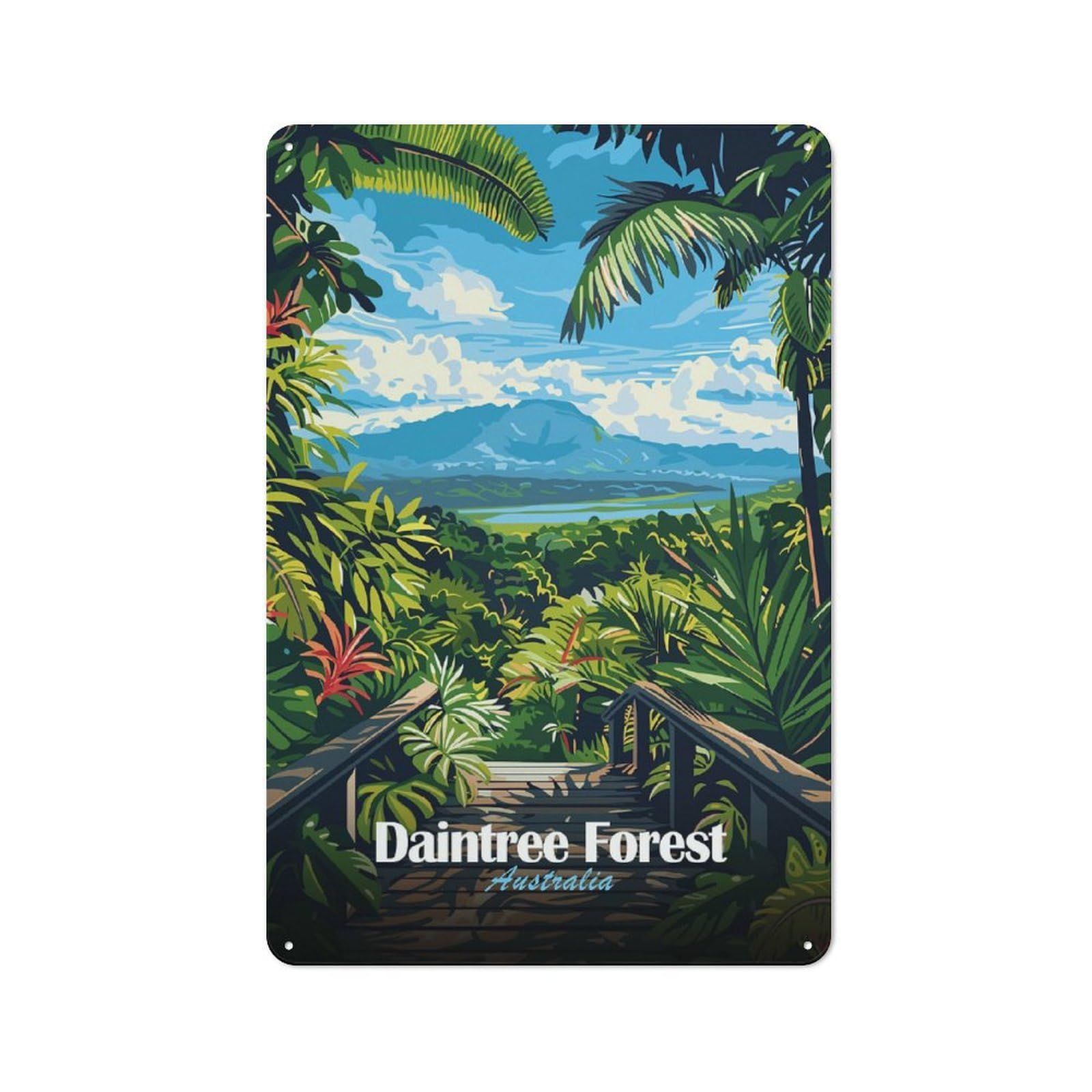 Junmoney Style-10 Daintree Forest, Australia Metal Wall Plaque 30X20cm, Character Room Wall Plaque For Hallway, Home Bar, Garage Or Study