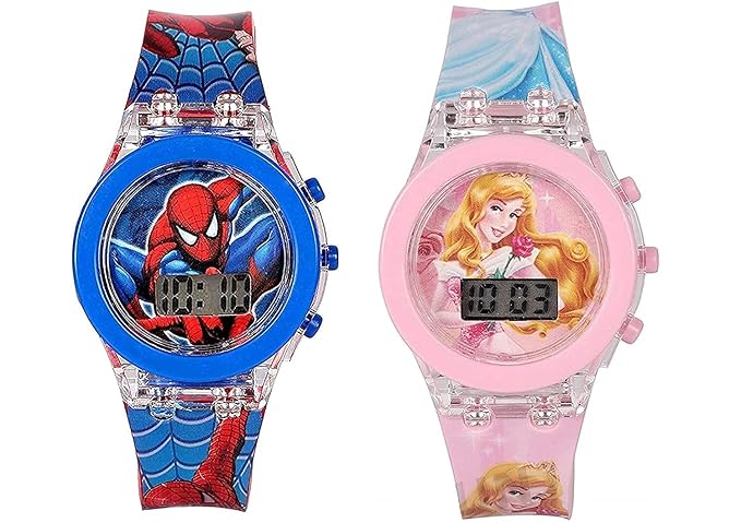 ARTLABEL Spiderman Princess theme smart watch with 7 Color Glowing Digital Light sports Watches for kids for Boys & Girls- Best Birthday Return Gift [ Same Colour Will be Sent ] (2-8 Years Old) (Pack of 2)