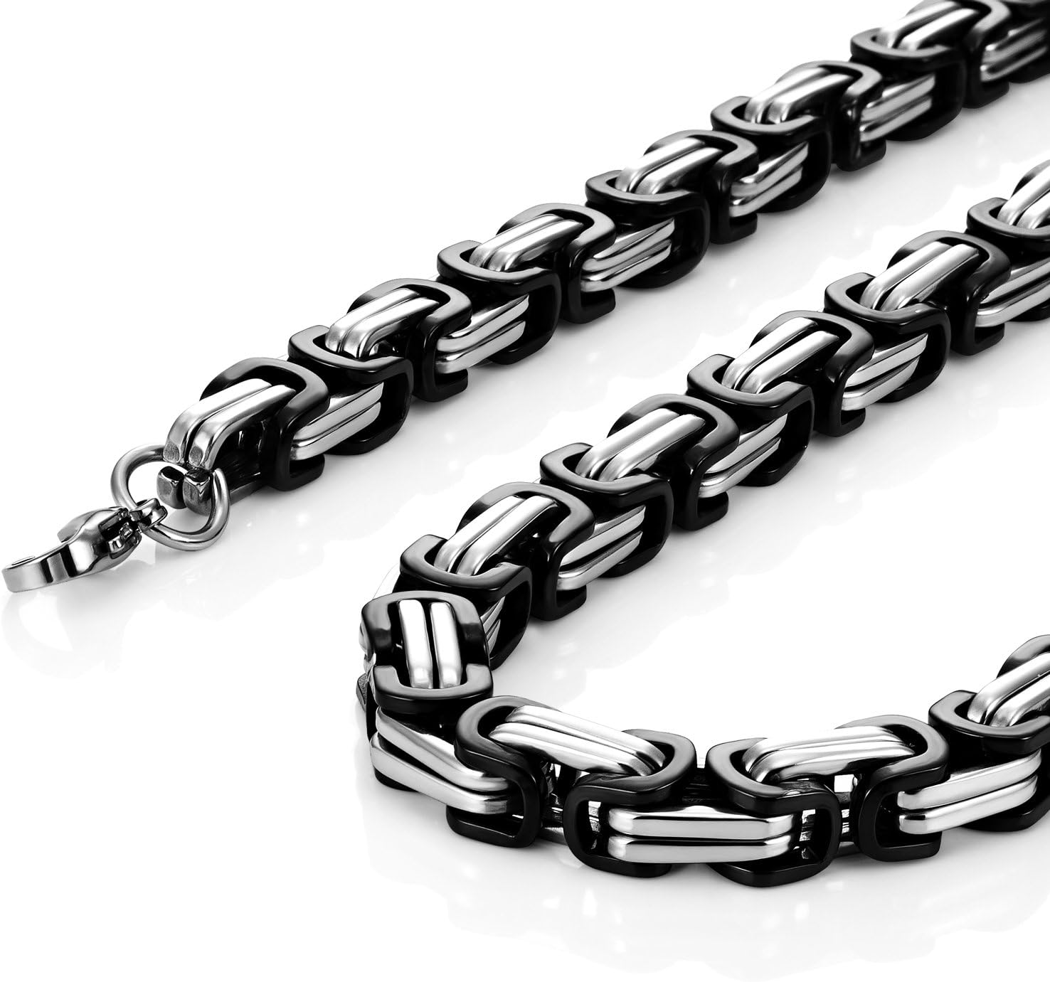 Urban Jewelry Impressive Mechanic Style Stainless Steel Men's Necklace Silver Black Chain for Men (18,21,23 Inches) - Image 2