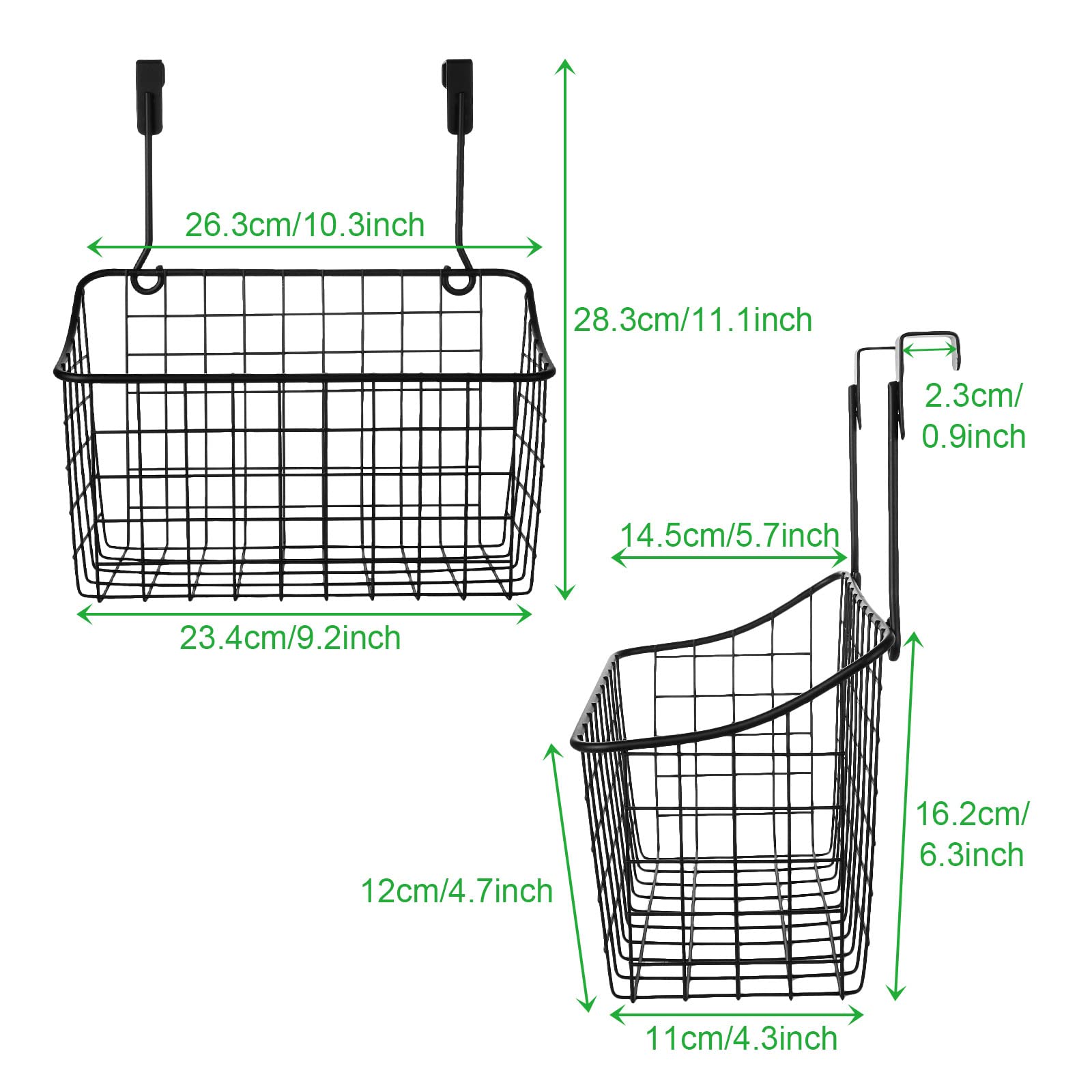 Lot De 8 Paniers Métalliques à Suspendre SINJEUN - Noir, 23x10x7,5 Cm, Pour Cuisine, Salle De Bain