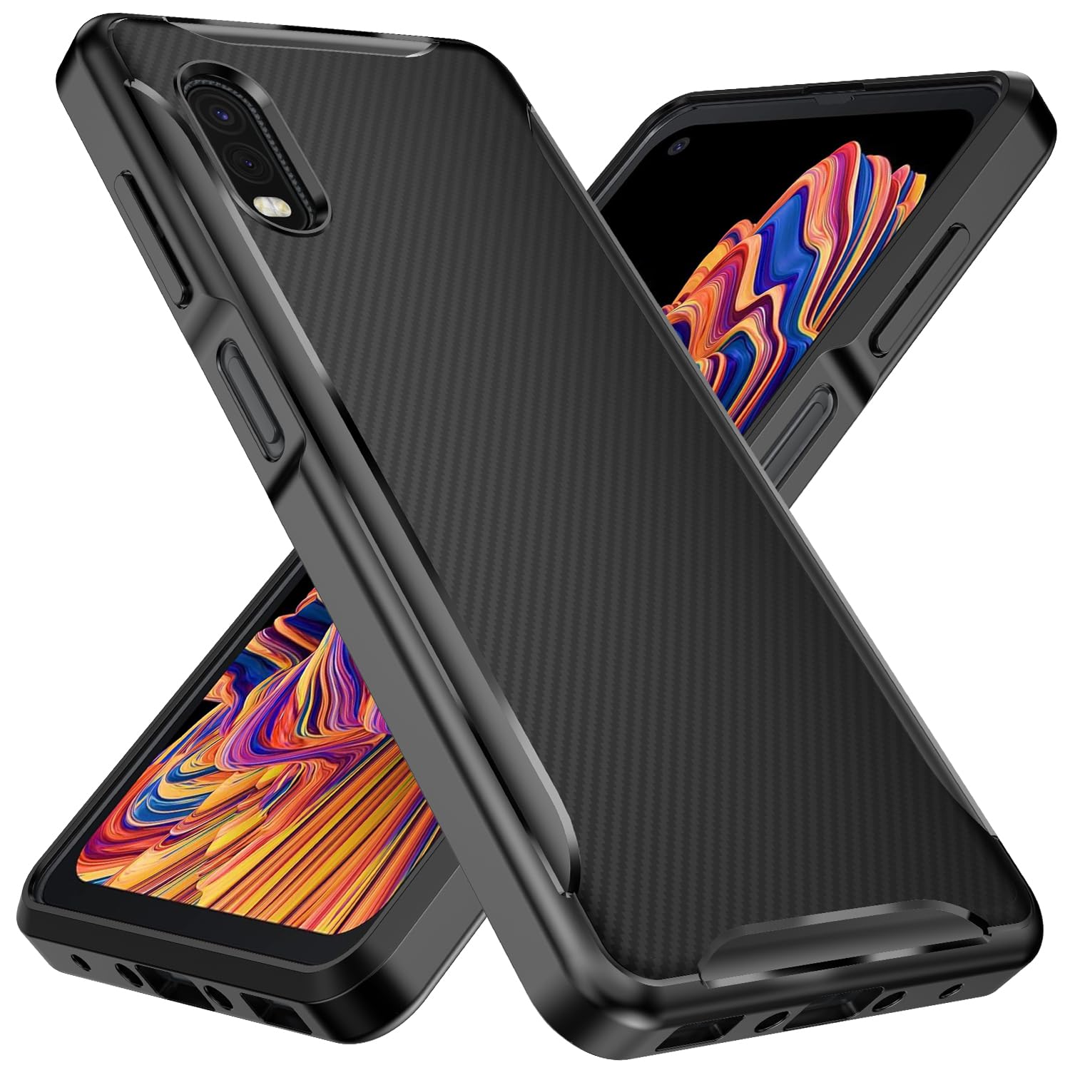 for Samsung Galaxy Xcover Pro case, Galaxy Xcover Pro Phone Case,Anti-Fingerprint Shockproof Carbon Fiber Design Flexible Soft TPU Brushed Texture Protective Case for Galaxy Xcover Pro (Black)