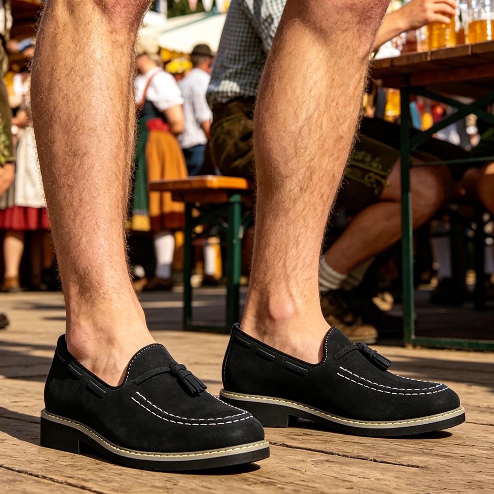 Loafer Herren Wildleder Klassisch Flache Traditionelles Freizeitschuhe