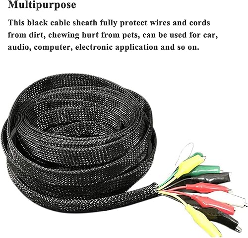 Miniatura 8 de Protector de funda de organización de cables de 25 pies a 12 pulgada, funda de alambre expandible de PET para oficina, TV, computadora, cine en