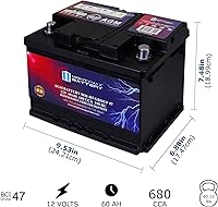 Vista 2 de Mighty Max Battery MM-H5 Start and Stop Auto BCI Grupo Tamaño 47 12V 60 AH, 100RC, 680 CCA Batería AGM recargable para auto