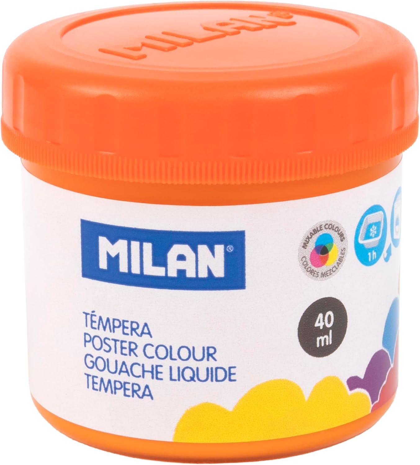 MILAN® Box of 12 40 ml Paint Tempera Paint Assorted Colours with Brush