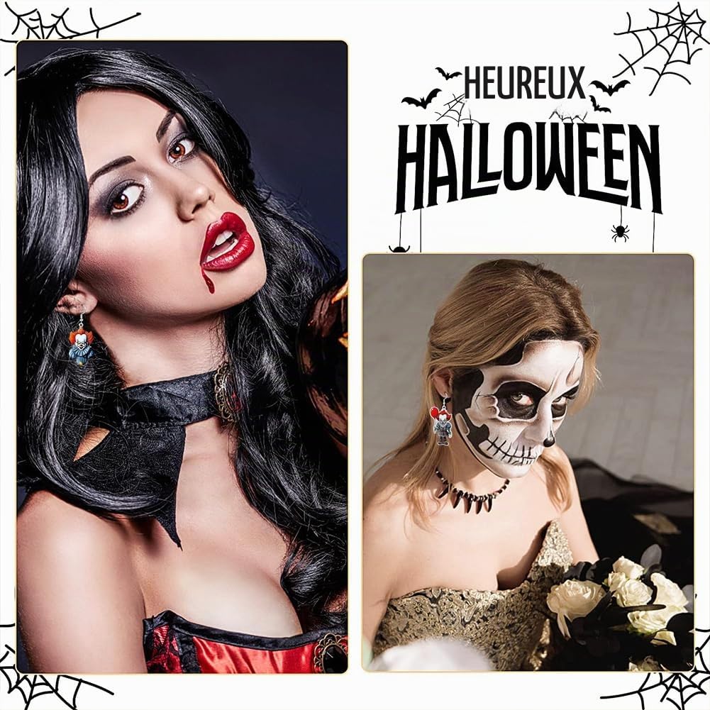 Calendrier de l'Avent Halloween 2025 avec 12 Boucles d’Oreilles Effrayantes Compte à Rebours Horreur pour Femme et Ado Idée Cadeau Halloween et Décoration de Fête